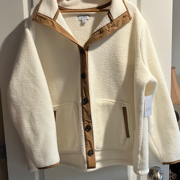 croft & barrow Jackets & Blazers - Croft & Barrow Cream Teddy Jacket with Tan Accents